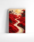 Red Landscape Wall Art Print | Crimson Vale Path